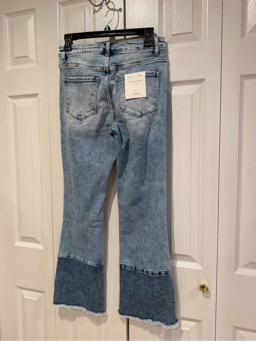 Flying Monkey Two-Tone Light Blue Patch Wide Leg Jeans - Picture 9 of 10